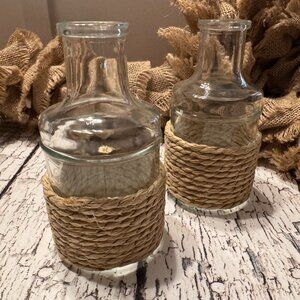 Set of 2 Mini Glass Rope Bud Vases